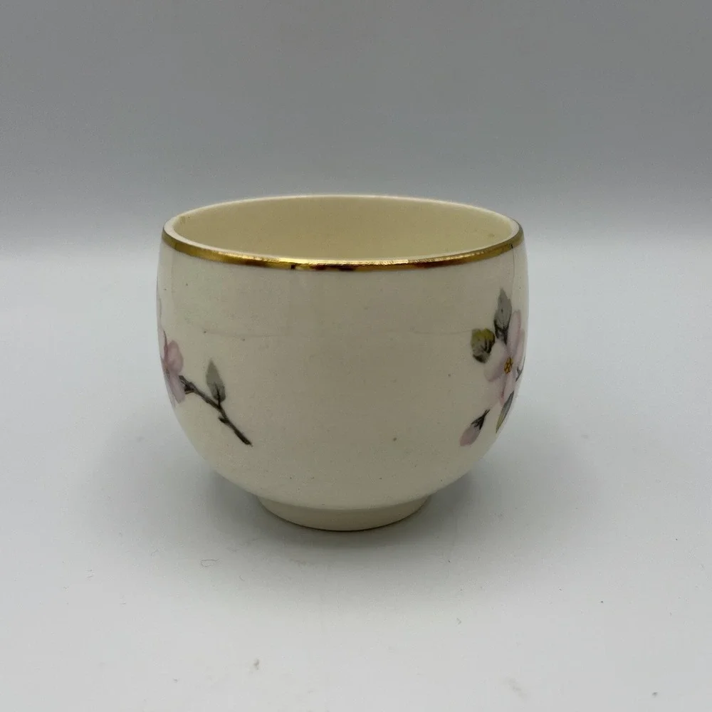Vintage Homer Laughlin Demitasse Cup Saucer Eggshell Dogwood Floral Gold USA‎